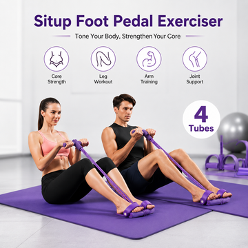4-Tube Resistance Band Pedal Exerciser for Full Body Workouts