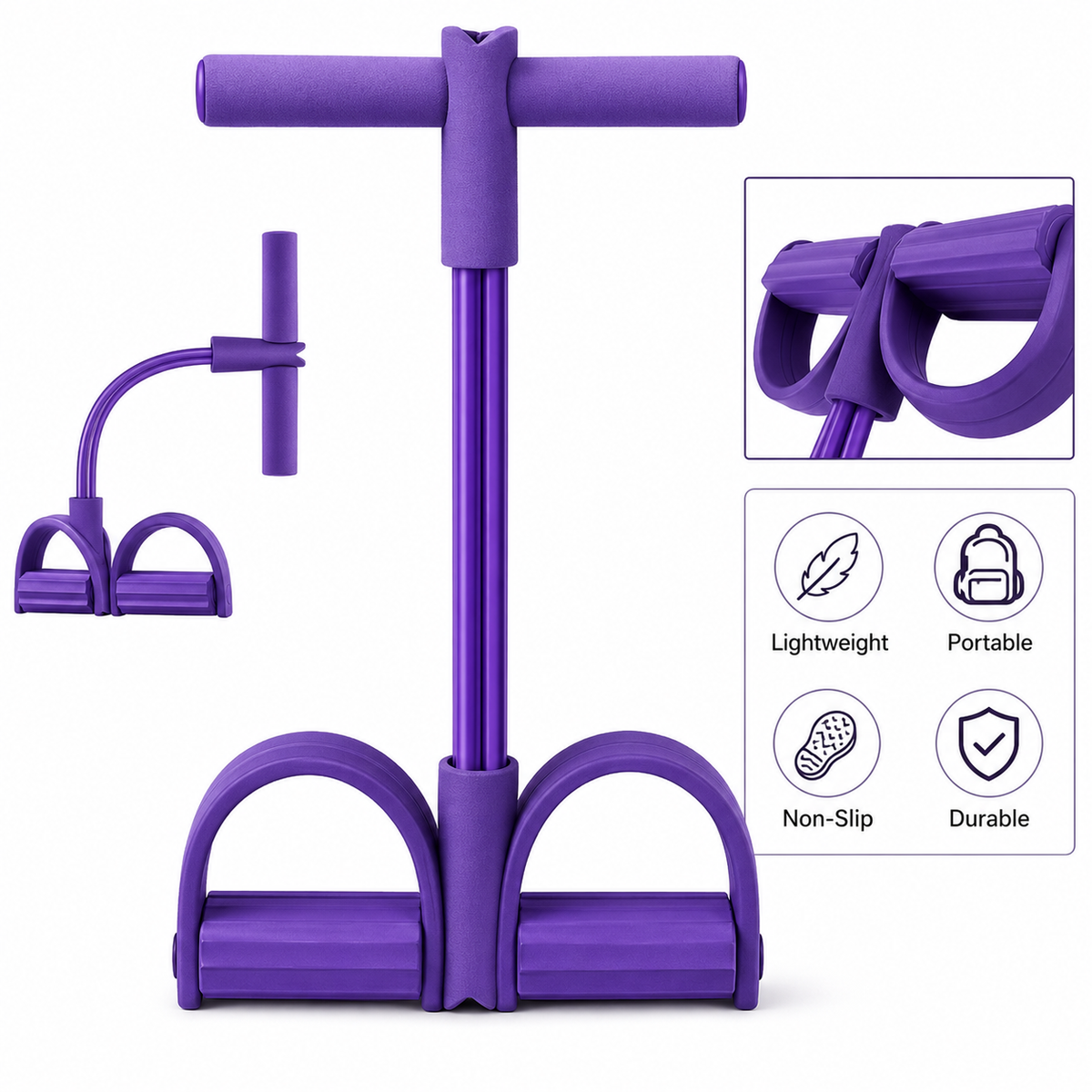 4-Tube Resistance Band Pedal Exerciser for Full Body Workouts