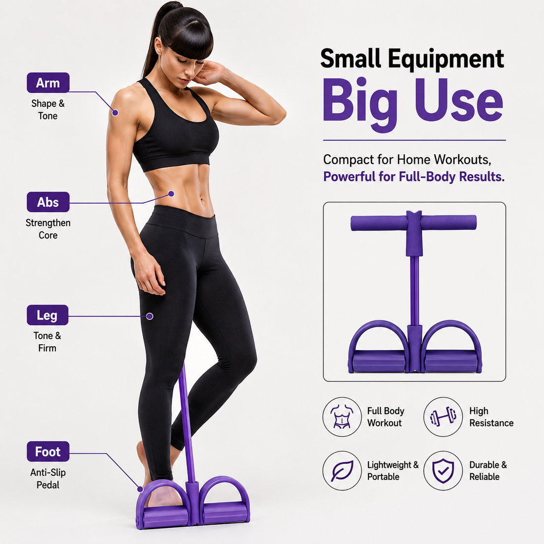 4-Tube Resistance Band Pedal Exerciser for Full Body Workouts