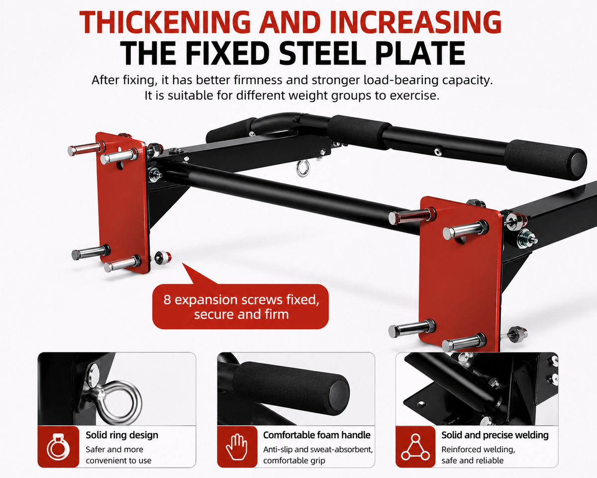 Heavy-Duty Wall-Mounted Pull-Up Bar for Home Gym Training