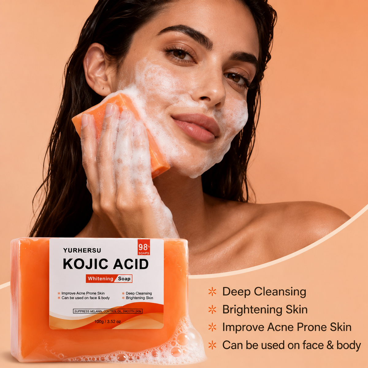 Kojic Acid Facial Soap Cleanser for Brightening & Moisture
