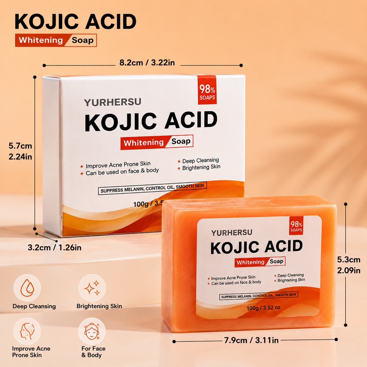 Kojic Acid Facial Soap Cleanser for Brightening & Moisture