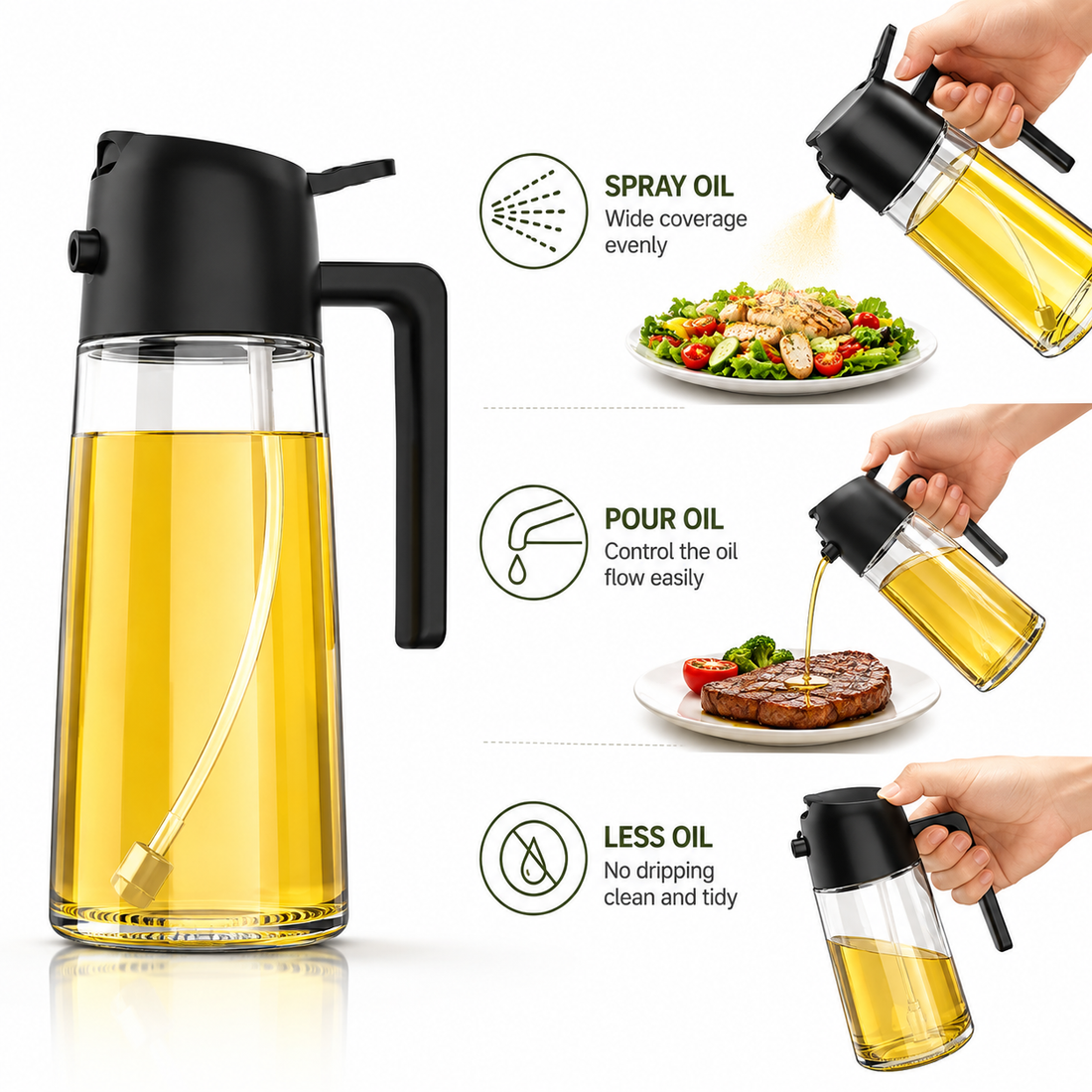 Kitchen Oil Spray Bottle for Air Fryer & BBQ Cooking