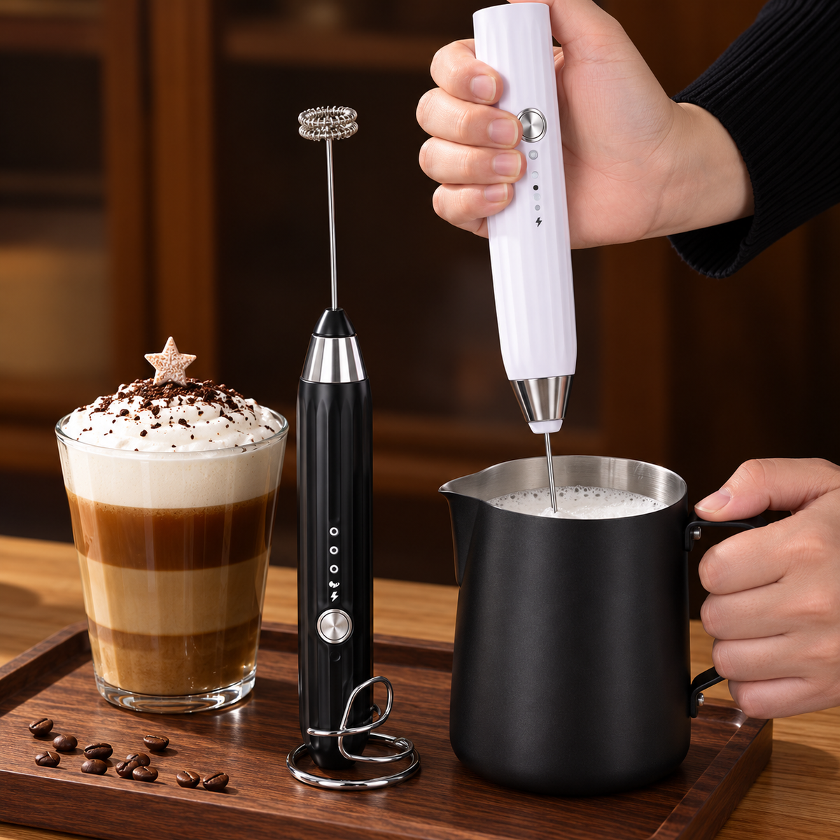 USB Rechargeable Electric Coffee Frother Milk Whisk