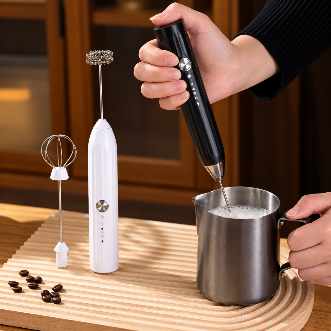 USB Rechargeable Electric Coffee Frother Milk Whisk