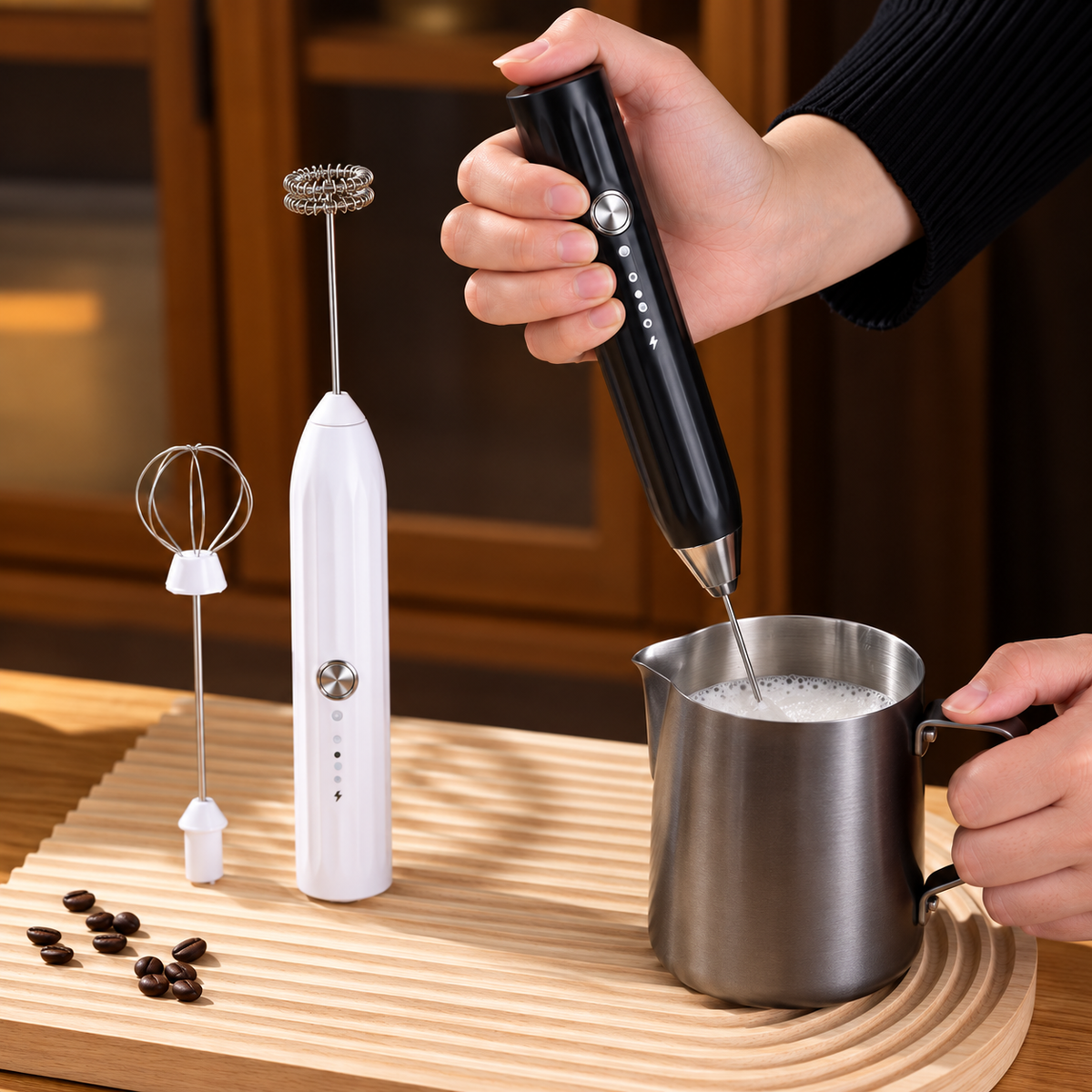 USB Rechargeable Electric Coffee Frother Milk Whisk