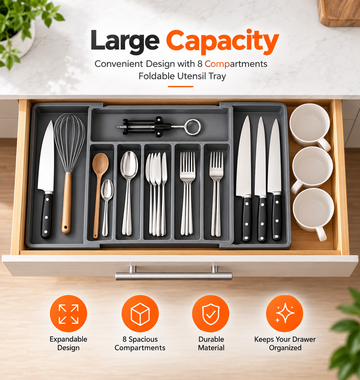 Adjustable Kitchen Drawer Organizer for Cutlery Storage