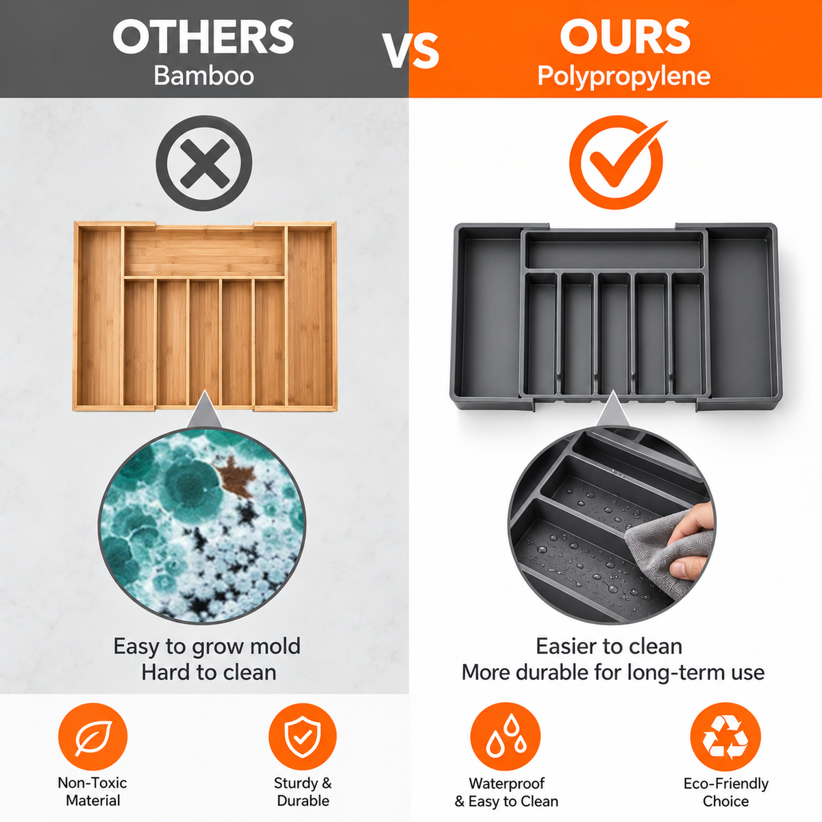 Adjustable Kitchen Drawer Organizer for Cutlery Storage