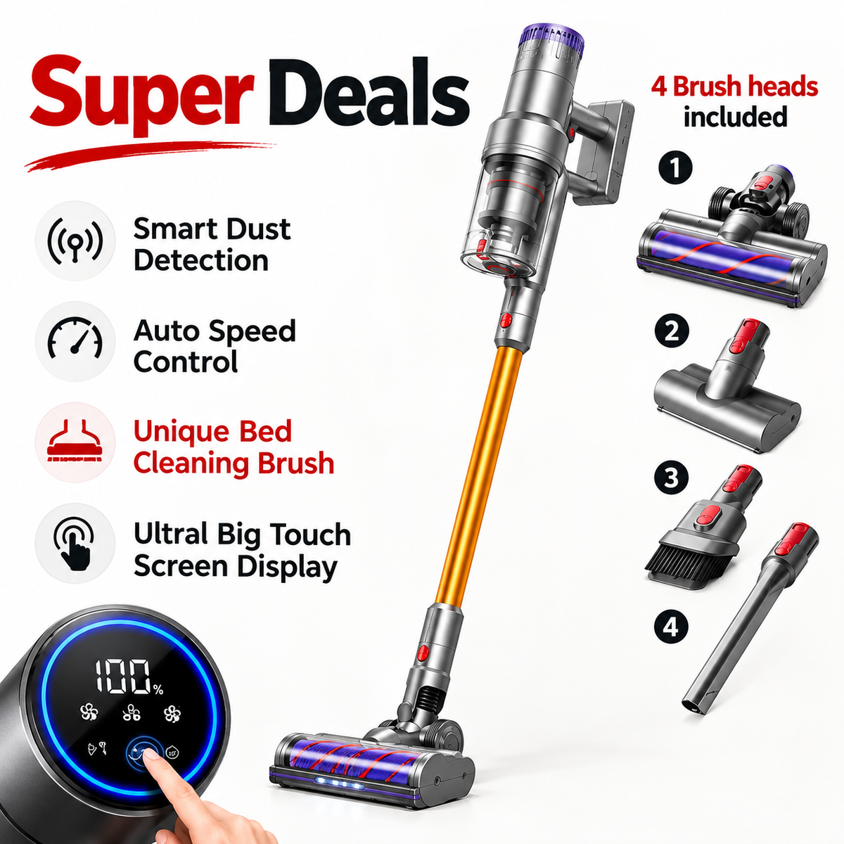 ABIR VC205 Cordless Vacuum Cleaner with Smart Sensor