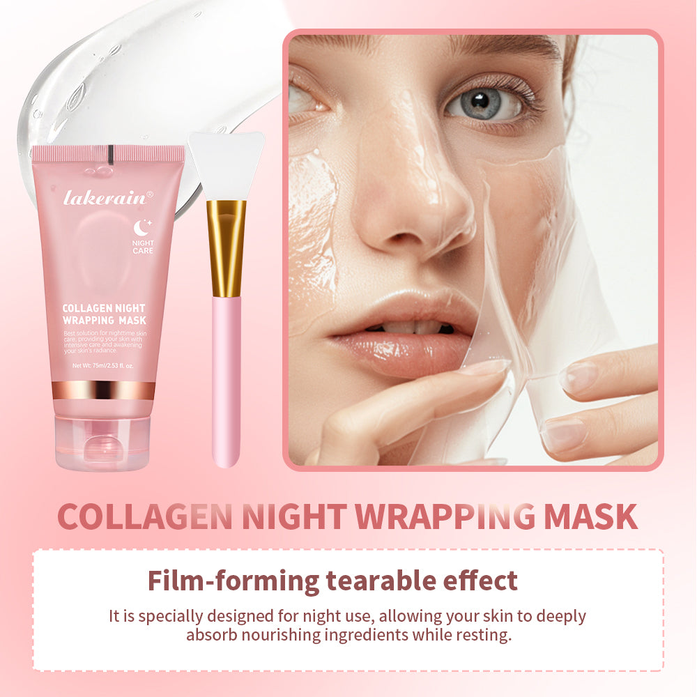 Collagen Night Wrapping Mask with Facial Brush for Glow