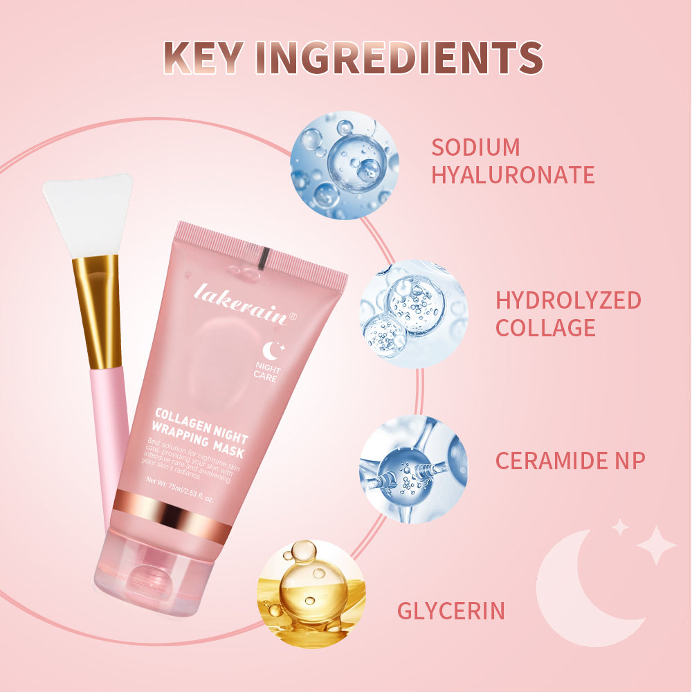 Collagen Night Wrapping Mask with Facial Brush for Glow