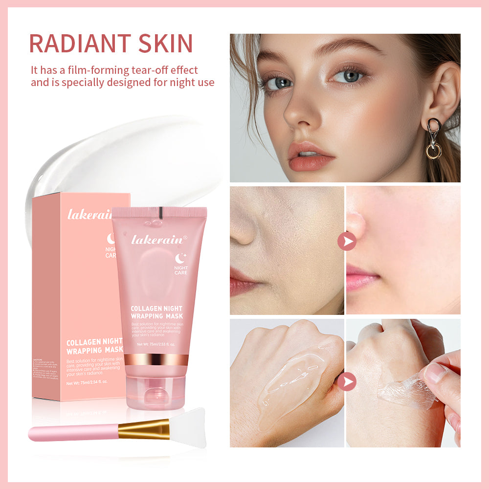 Collagen Night Wrapping Mask with Facial Brush for Glow