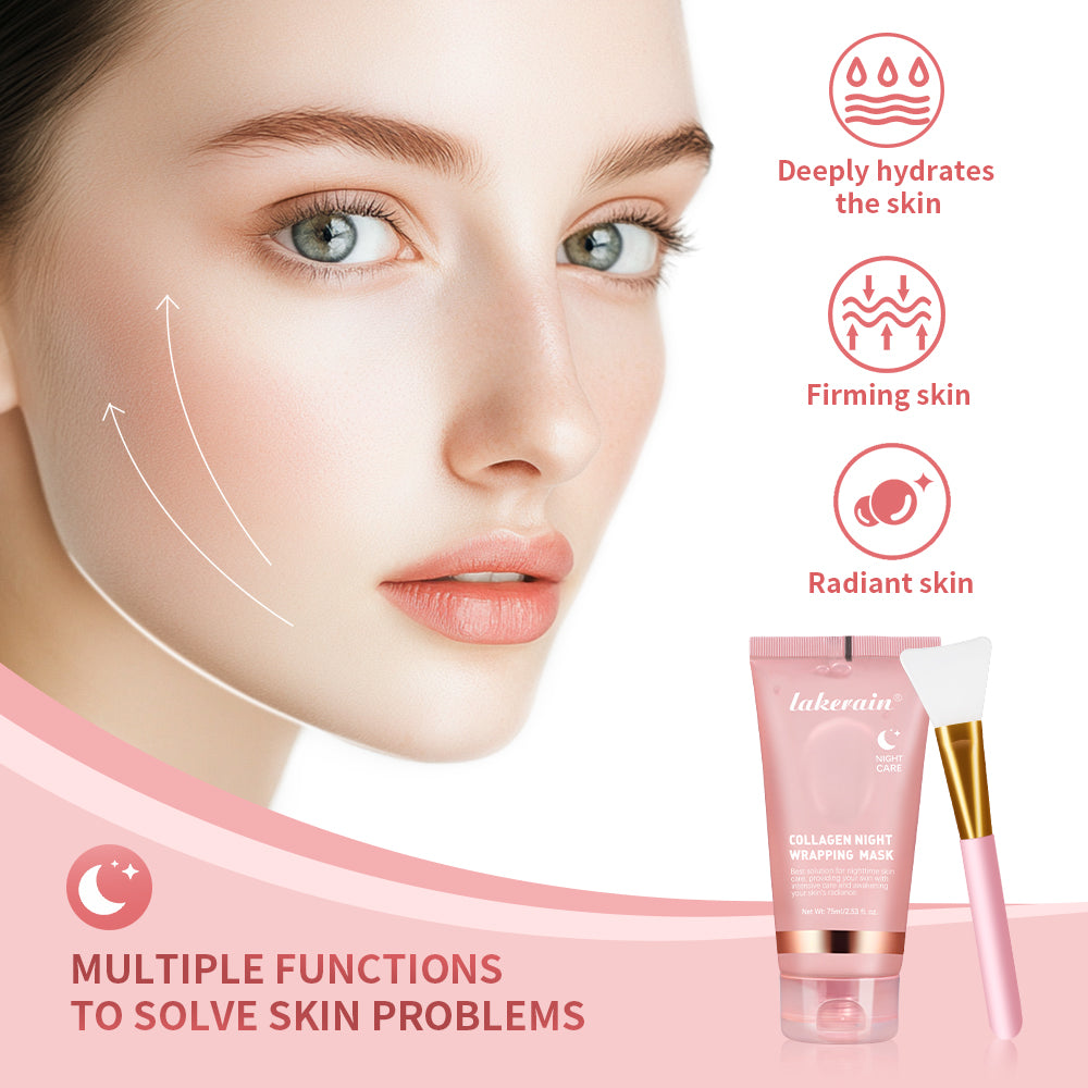 Collagen Night Wrapping Mask with Facial Brush for Glow